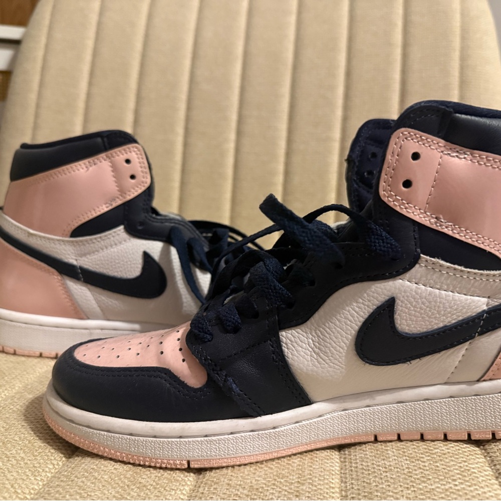 Jordan Women's Sneakers in Pink, Navy, and White